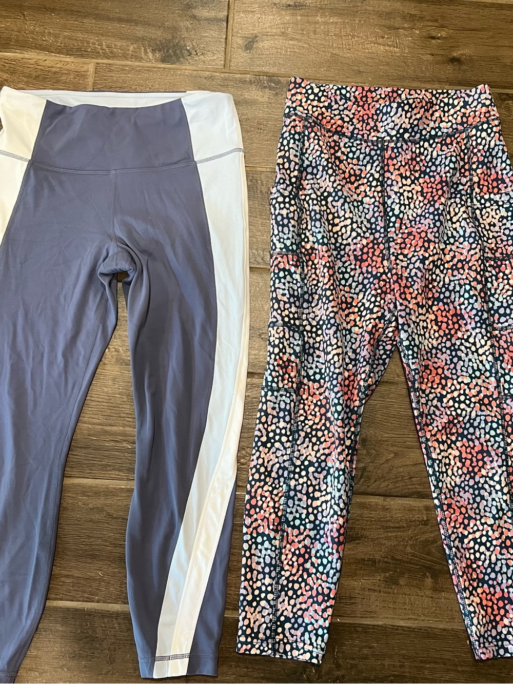 Athleta Gray & Multi Dot High-Waist Leggings Duo